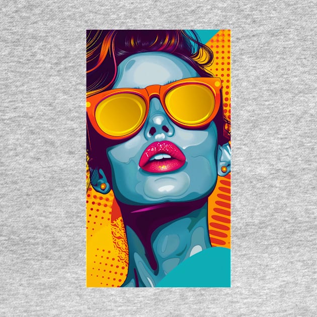 Pop Art Woman Orange Glasses by JunkyDotCom